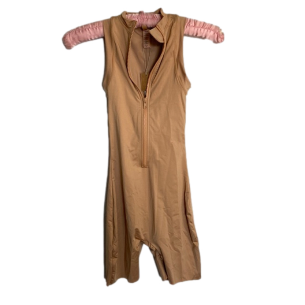 SKIMS Front Zip Mock Neck Mid Thigh Swim Cycle Suit Orche XXS